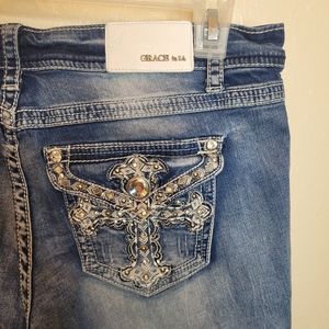 Grace In LA Size 30 Cross Capris